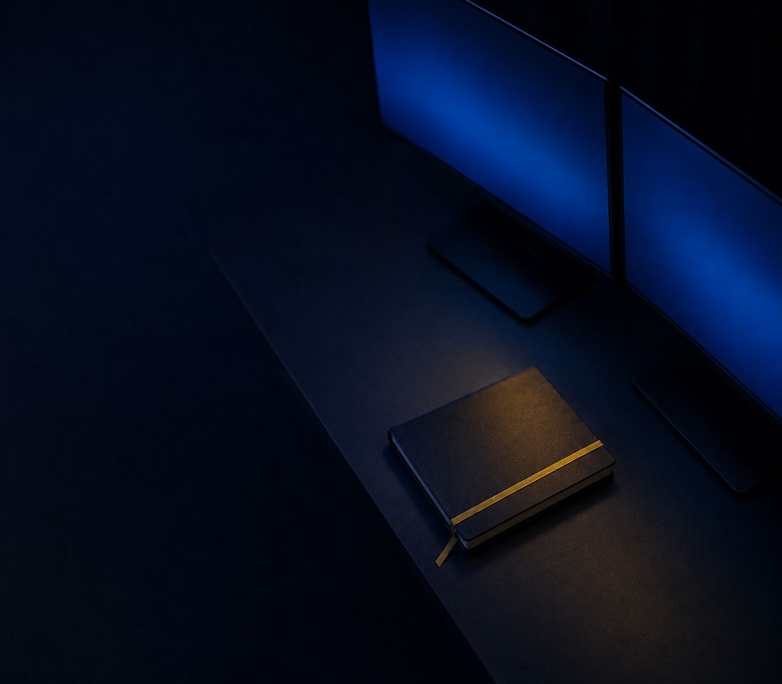 Trading on a laptop and phone