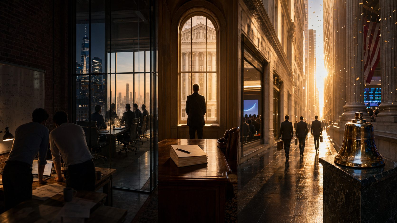 The journey from private company to public markets: a founding team at work, advisor diligence, the registration filing, the roadshow, and the opening bell on Wall Street