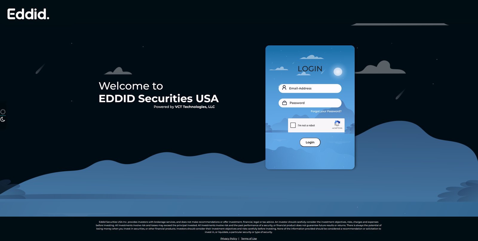 vTrader Web login screen